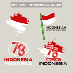 set of elements for the 78th independence day of Indonesia