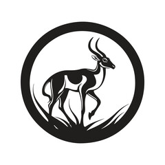 springbok, vintage logo line art concept black and white color, hand drawn illustration