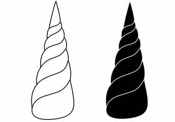 outline silhouette unicorn horn set isolated on white background © Sutana