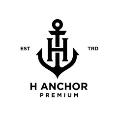 Obraz premium H Anchor letter initial design icon logo
