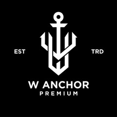 w Anchor letter initial design icon logo