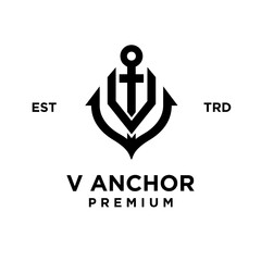 Fototapeta premium v Anchor letter initial design icon logo