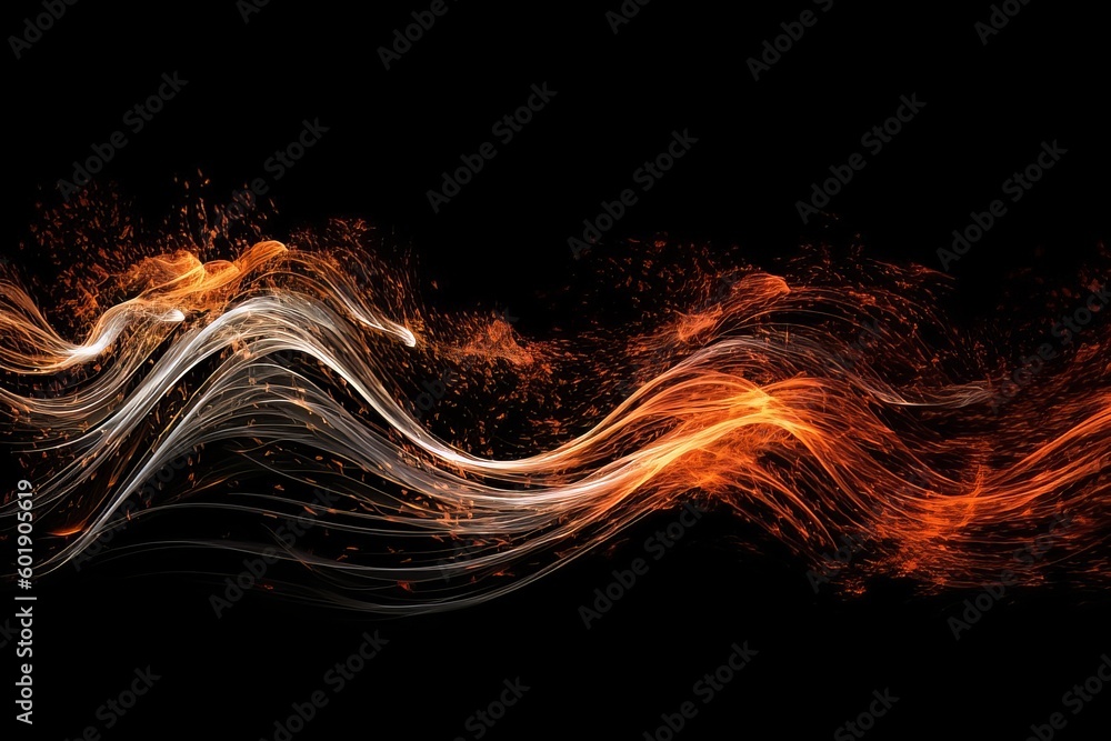 Wall mural abstract luminous energy flow wave isolated on black background made with generative ai