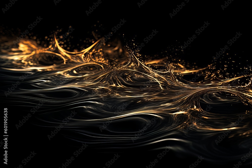 Wall mural abstract luminous energy flow wave isolated on black background made with generative ai