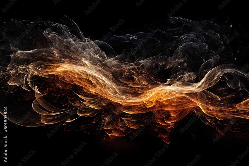 Wall mural abstract luminous energy flow wave isolated on black background made with generative ai