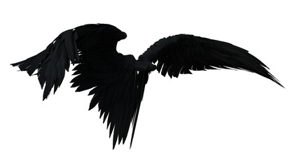 3d rendering black fantasy angel wings isolated