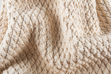 White crochet texture background. Handmade
