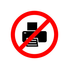 No or Stop. Office equipment symbol. Prohibited ban stop symbol. No printer icon. Vector.eps