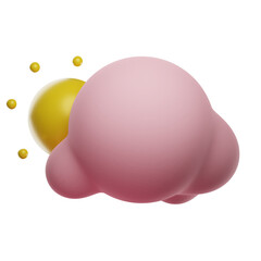 pink cloud with sun 3D