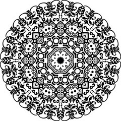 Black and white mandala vector illustration