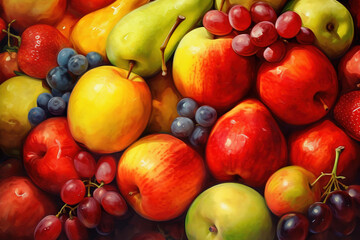 Watercolor, Fruits illustration, Portrait, Ai generated
