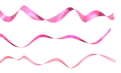 3 types of decorative 3D pink ribbons