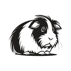 guinea pig mascot, vintage logo line art concept black and white color, hand drawn illustration