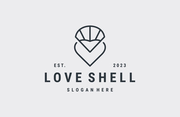 Fototapeta premium love shell logo vector icon illustration hipster vintage retro .