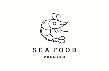 Seafood restaurant, shrimp, logo vector design line style .