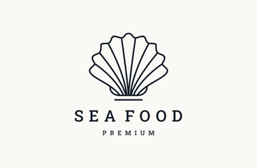 pearl shell logo vector template line style .