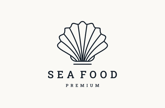 pearl shell logo vector template line style .