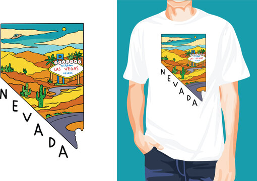 Nevada State Skyline t-shirt design unique idea