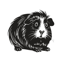 guinea pig, vintage logo line art concept black and white color, hand drawn illustration