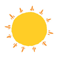 Drawing Cute Sun Cartoon doodle vector illustration in white background