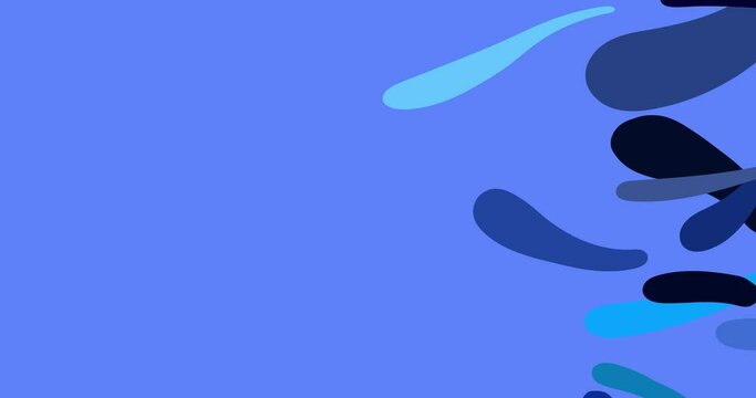Wipe transition long horizontal forms blue. Cute liquid figure animation cartoon. Seamless loop isolated. Motion design element with alpha channel. Business, art, fashion, etc...