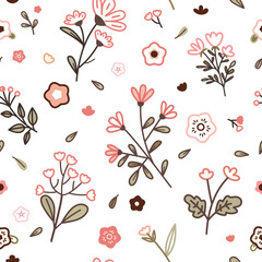 Cute hand-drawn abstract flower print. aesthetic Modern cartoon style seamless pattern. for fabric, and prints. Collage contemporary print. Fashionable seamless design. spring summer 2024 collection.