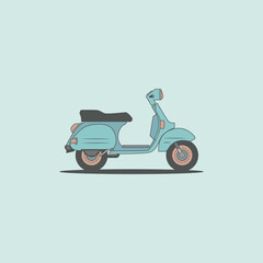 classic scooter logo icon, cartoon classic scooter.