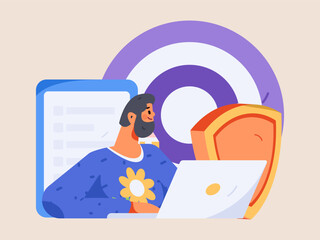 Protection of Intellectual Property Flat Vector Concept Operation Hand Drawn Illustration
