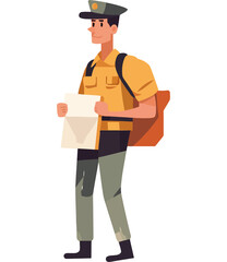Mailman carrying bag, wearing uniform