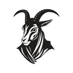 springbok hooded, vintage logo line art concept black and white color, hand drawn illustration