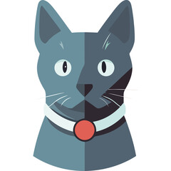 Cute cartoon kitten isolated, a feline icon