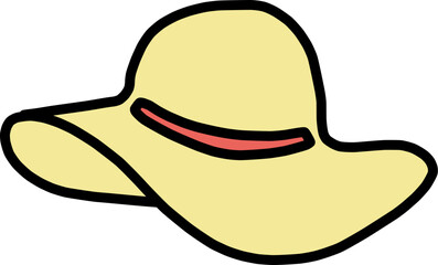 つばが広めの麦わら帽子のイラスト