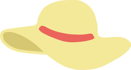 つばが広めの麦わら帽子のイラスト