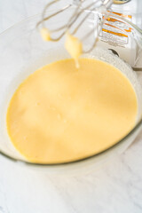 Lemon blueberry bundt cake with powdered sugar dusting