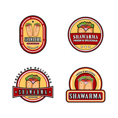 Doner kebab and shawarma design set vector logo template