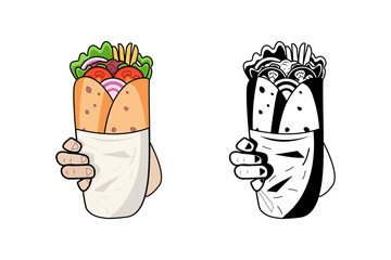 Shawarma illustration vector design logo template