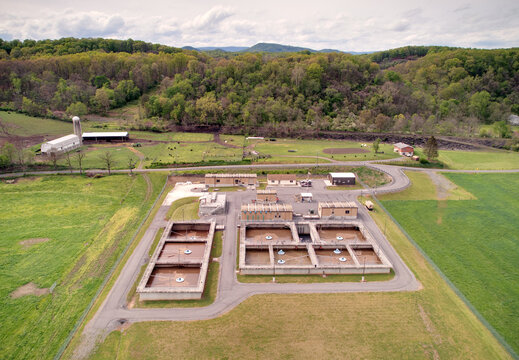 Methane Plant and methanol located in rural setting. Aerial picture with drone