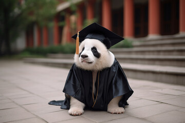 cute panda wearing gown