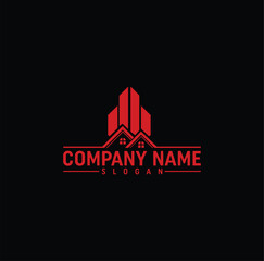 Fototapeta premium Real estate logo and business card template. Outline style house sign with overlapping shadow effects. Vector illustration for print or web.