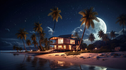 Obraz premium The night tropical island