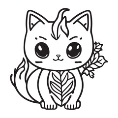 Fototapeta na wymiar Coloring page outline of cartoon cat. Vector illustration, coloring book for kids. 