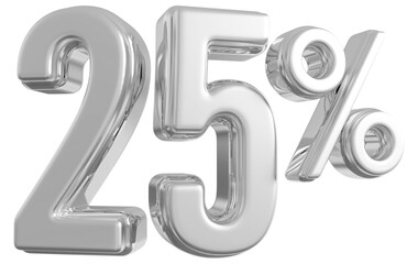 25 Number Percent Silver 3d  