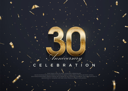 30th anniversary celebration, vector 3d design with luxury and shiny gold. Premium vector background for greeting and celebration.