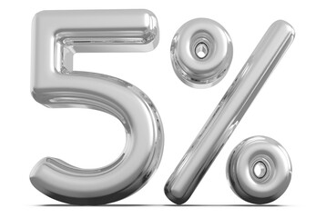 5 Number Percent Silver 3d  