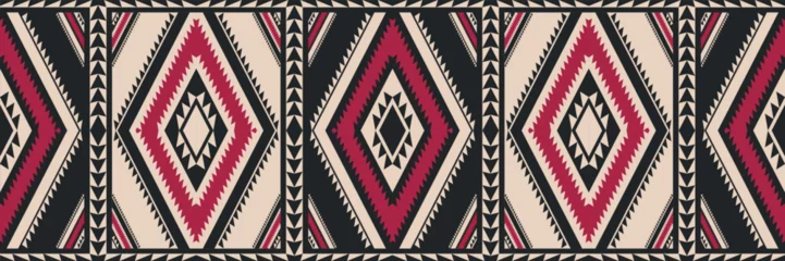 Poster Ethnic southwest vintage pattern. Vector ethnic geometric square rhombus colorful vintage seamless pattern. Aztec Kilim pattern use for carpet, rug, tapestry, mat, runner or border decorative element. © paepae stocker