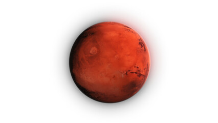 3D Render Big Red Mars Planet Background On Galaxy Space Star Field 3D Illustration Isolated Transparent Alpha PNG © Diamond Heart