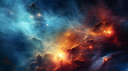 Obraz na płótnie Canvas Cosmic space nebula starry sky abstract poster web page PPT background with generative