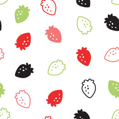 Happy Sweet Delicious Fresh Strawberries Vector Pattern