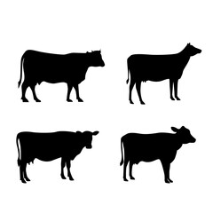 Vector collection of cow silhouette