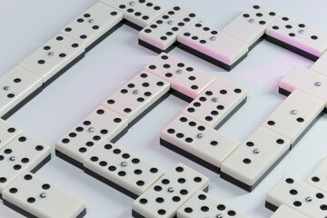 Domino pieces on play set